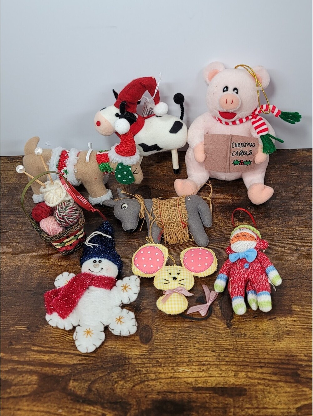 Lot Of 8 Cloth Christmas Ornaments